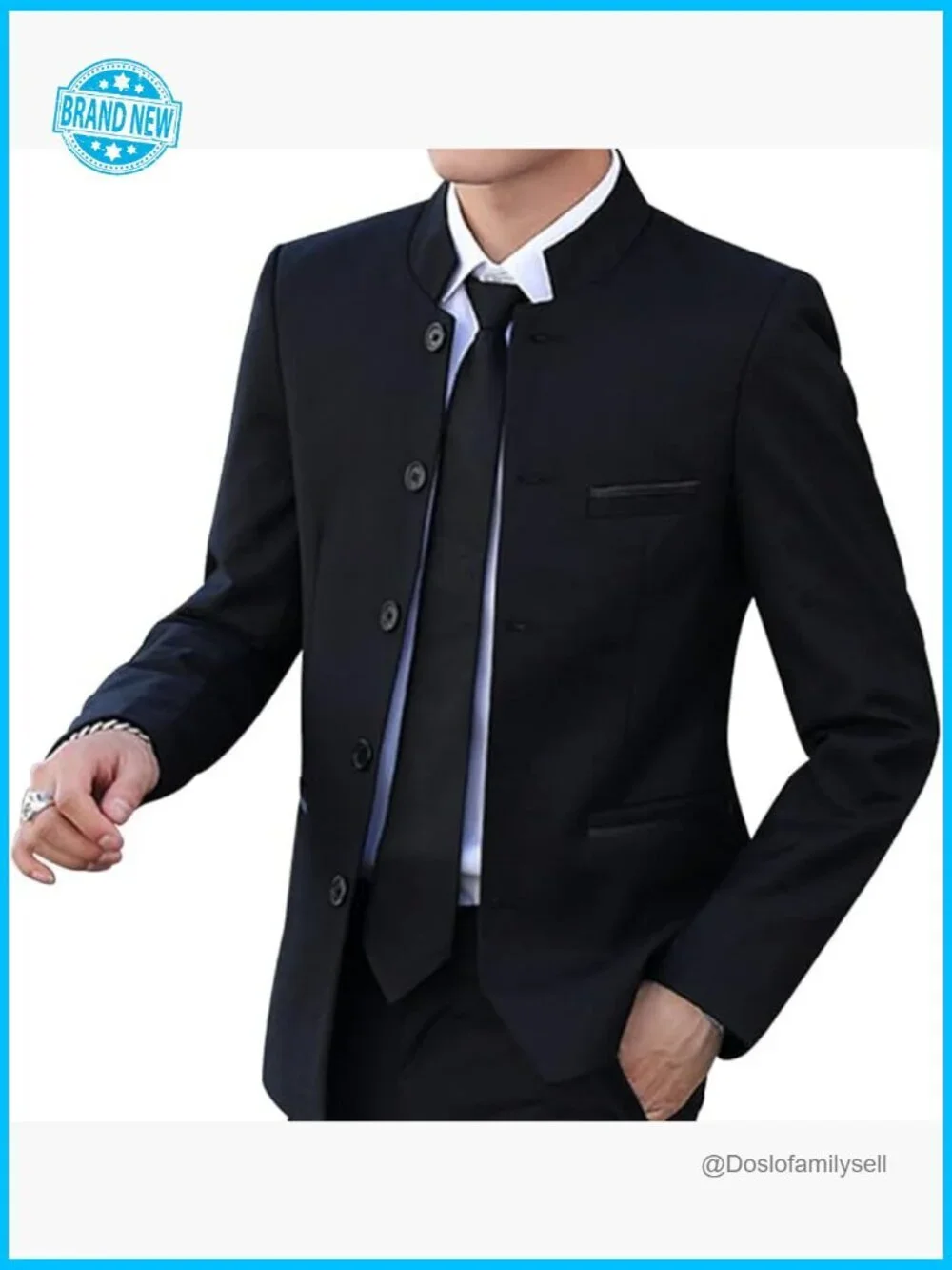 Slim Fit Mandarin Collar Sport Coat Blazer Business Casual Wedding Prom